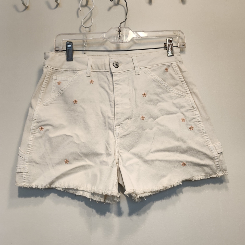 American Eagle Outfitters Cream Embroidered Shorts